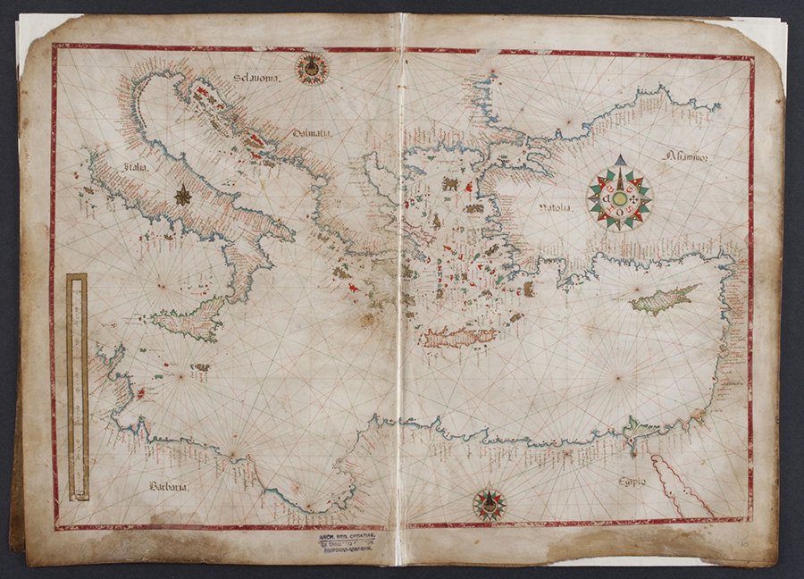 THE MEDITERRANEAN SEA – maritime map, manuscript, circa 1570