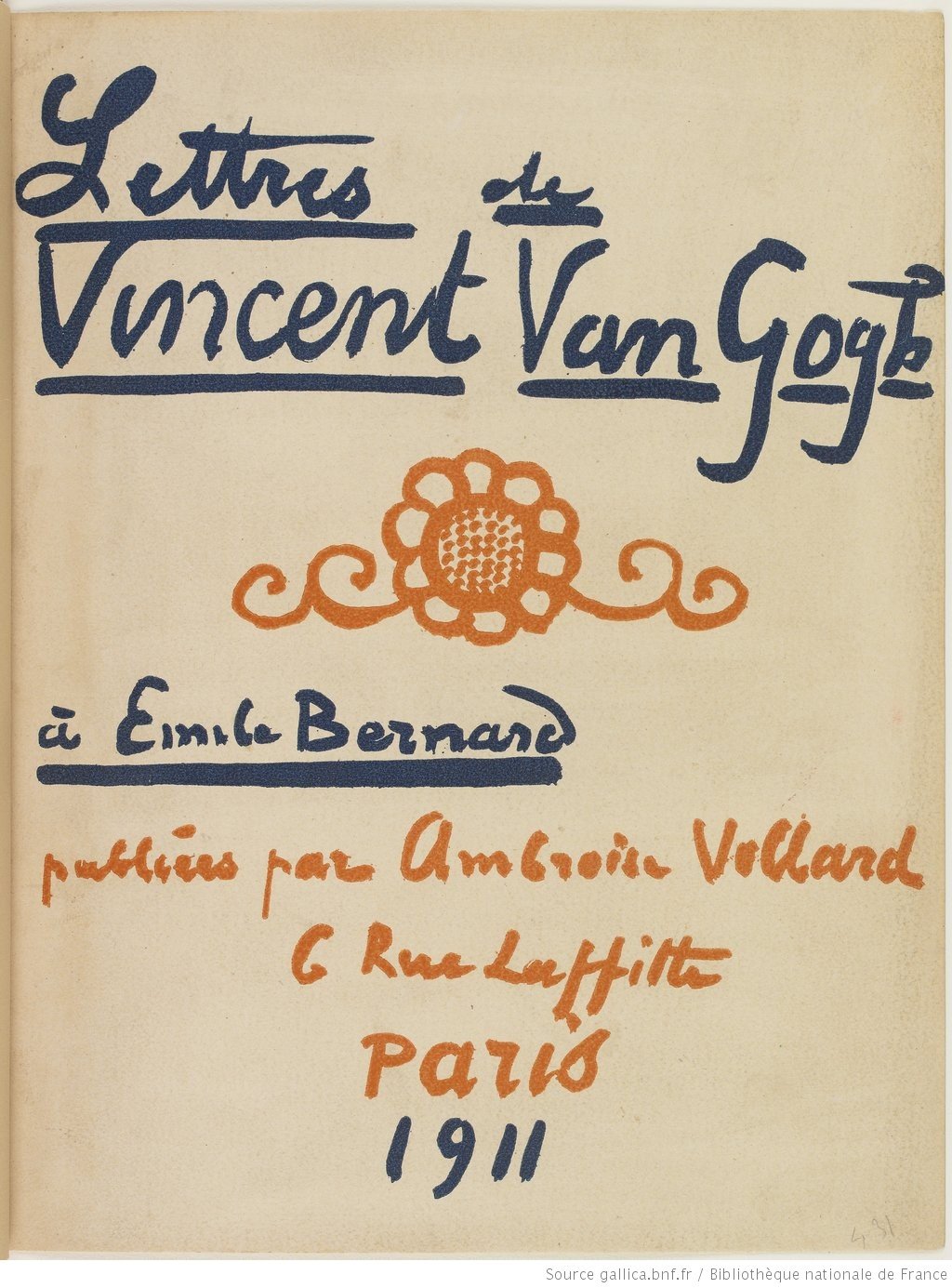 BnF, Lettres de Vincent Van Gogh à Émile Bernard
