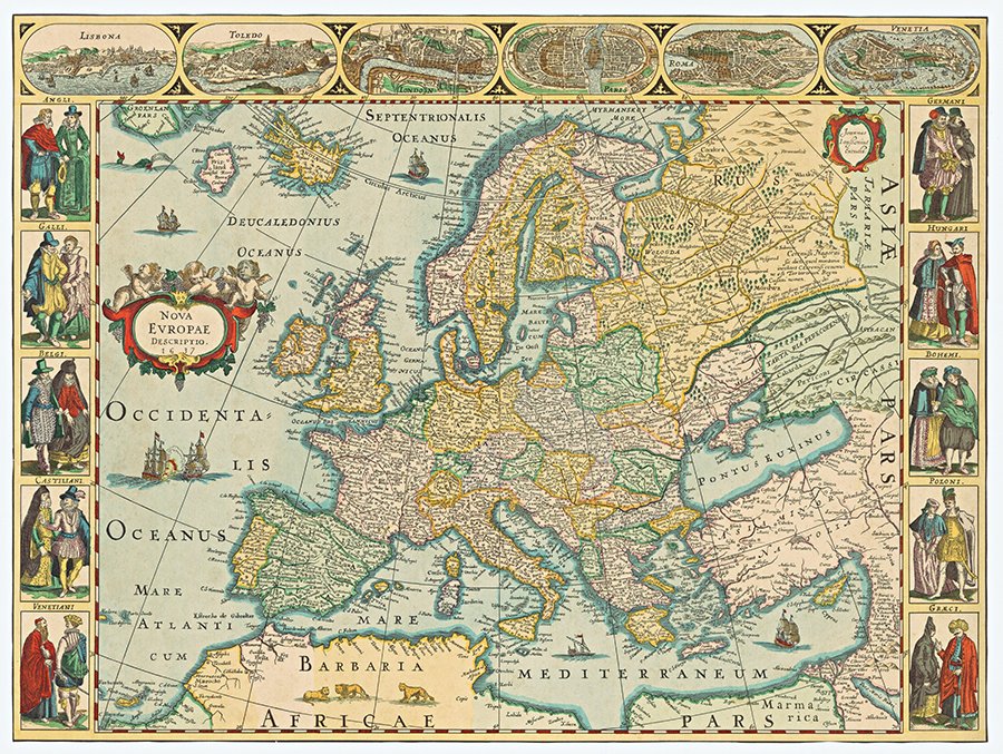 EUROPE, general map, engraving in colour, 1637