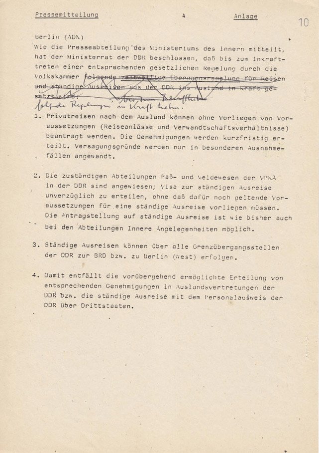 Repository name: Federal Archives of Germany
Item reference: BArch, DY 30/JIV 2/2A/3256
Schabowski's notes 3/4
